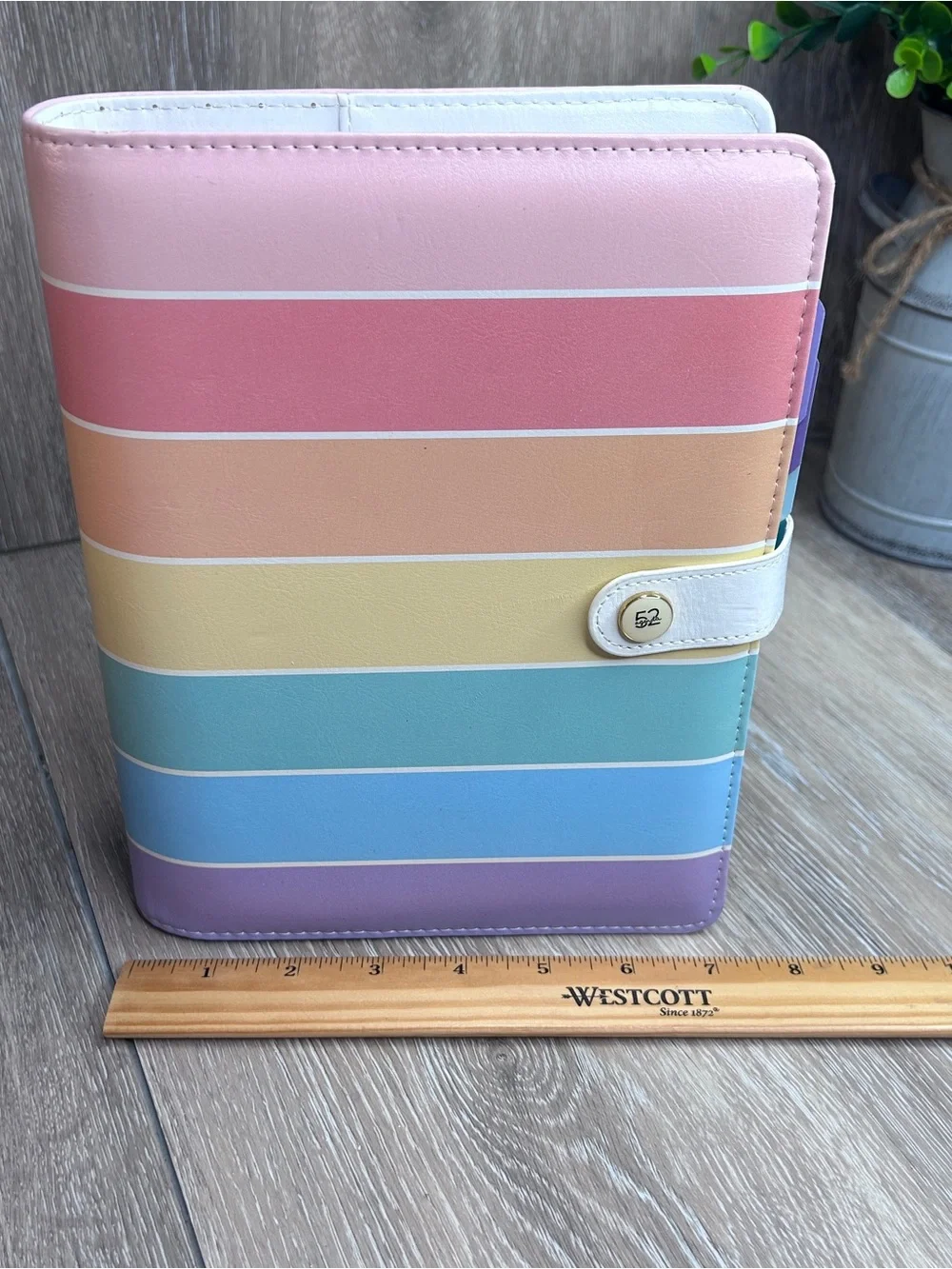 The Paper Studio 52 Agenda Rainbow-Striped Compact Planner Binder Organizer 6x8